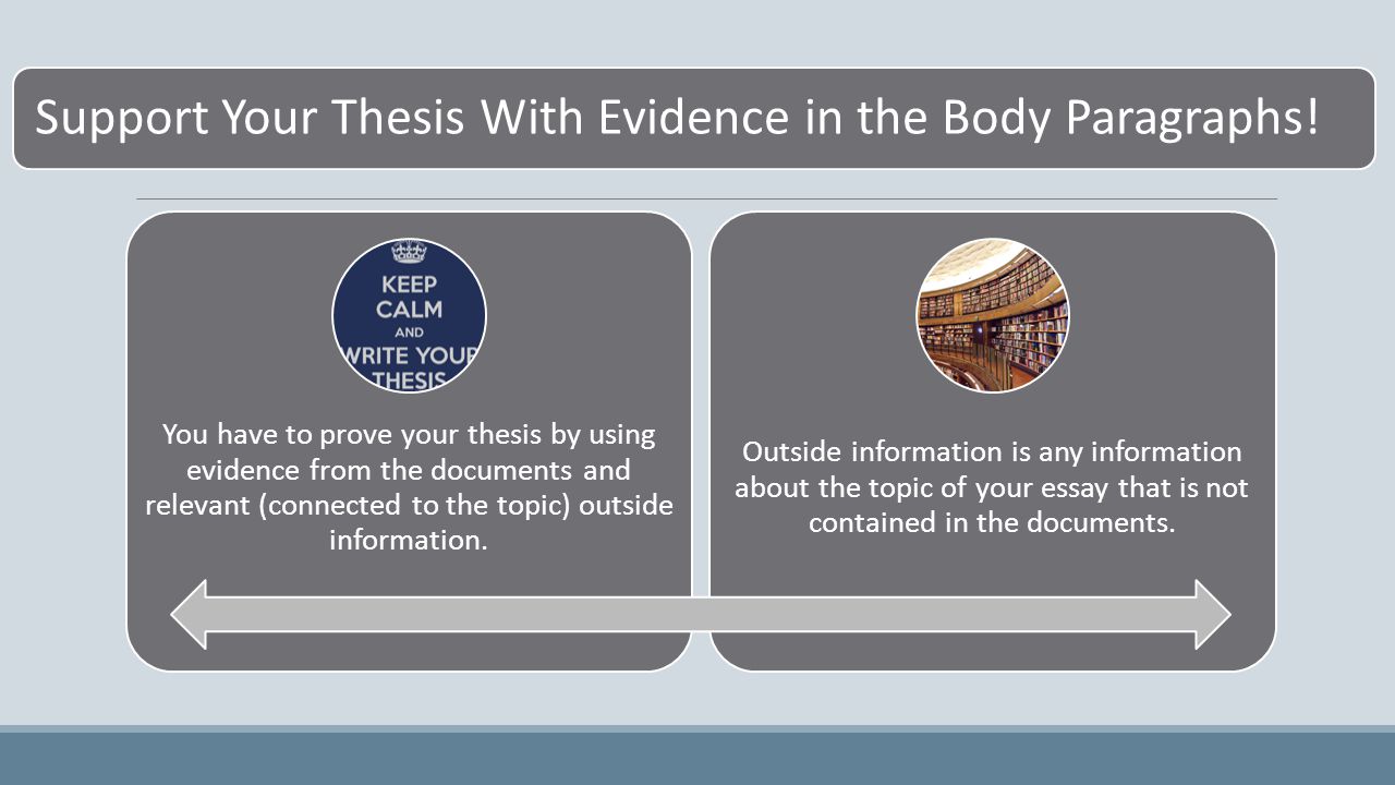 Support Your Thesis With Evidence in the Body Paragraphs.