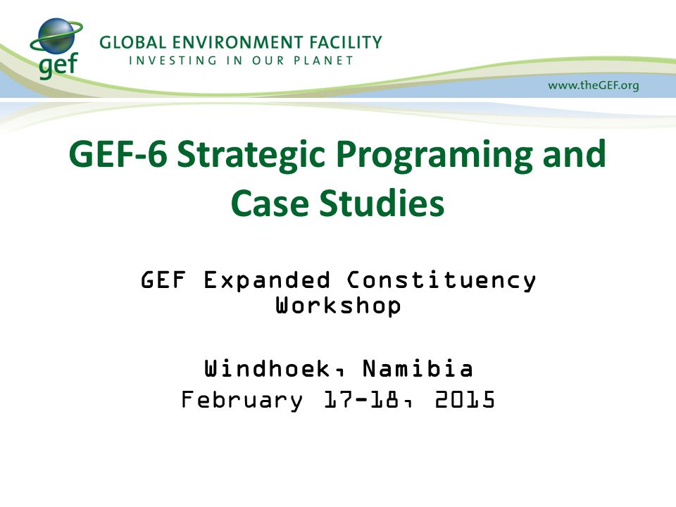 GEF-6 Strategic Programing and Case Studies GEF Expanded Constituency Workshop Windhoek, Namibia February 17-18, 2015