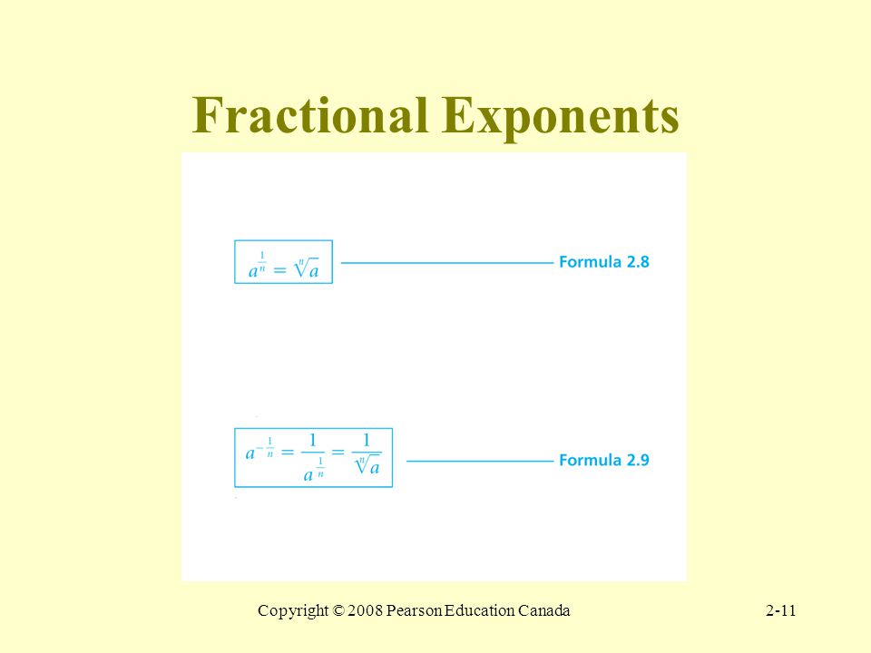 Copyright © 2008 Pearson Education Canada2-11 Fractional Exponents