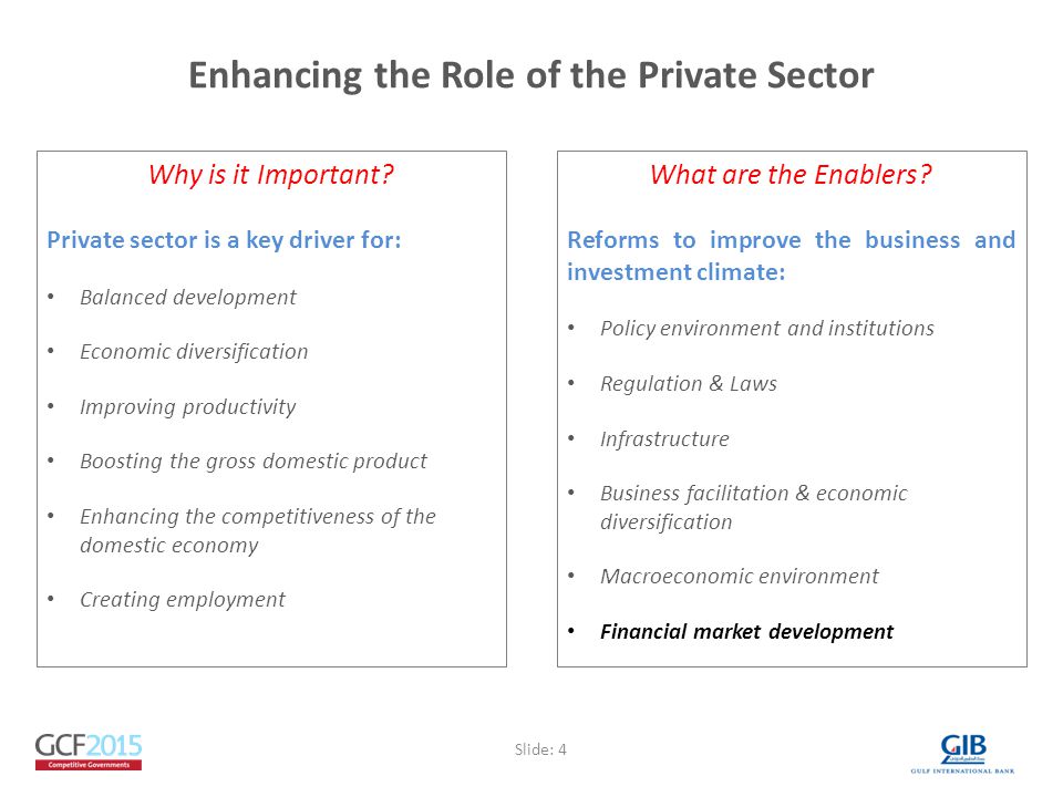 Enhancing the Role of the Private Sector Why is it Important.