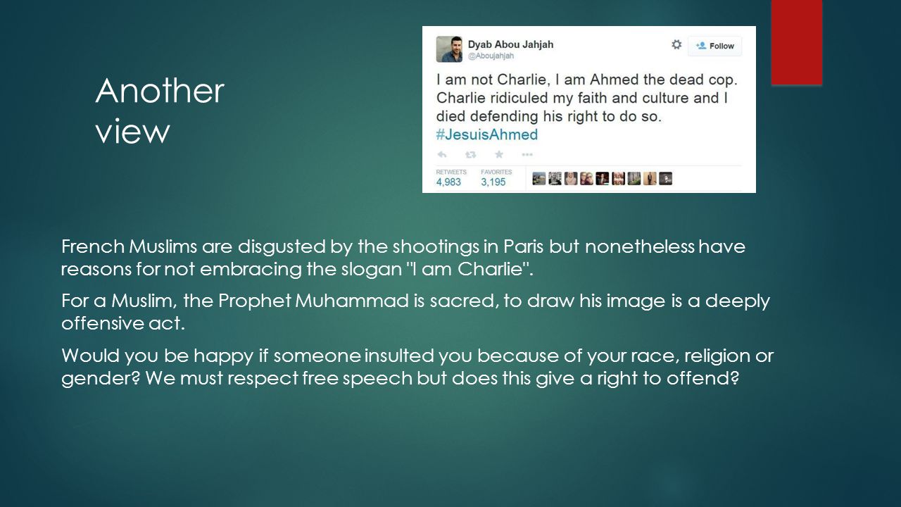 French Muslims are disgusted by the shootings in Paris but nonetheless have reasons for not embracing the slogan I am Charlie .