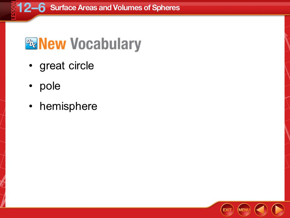 Vocabulary great circle pole hemisphere