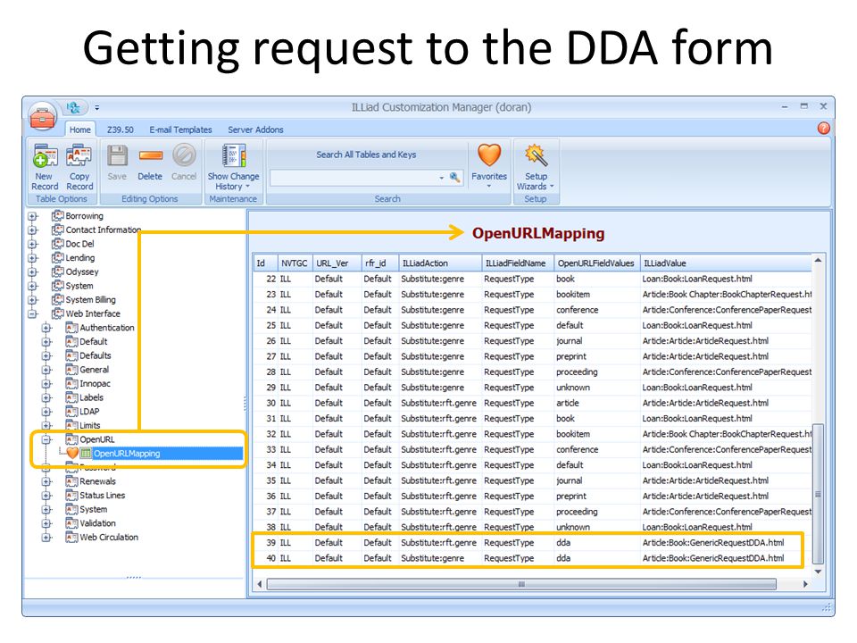 Getting request to the DDA form