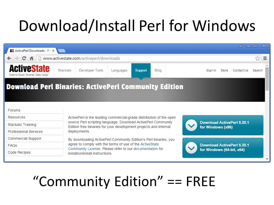 Download/Install Perl for Windows Community Edition == FREE