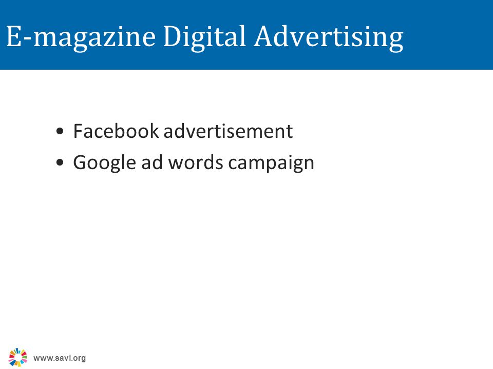 E-magazine Digital Advertising Facebook advertisement Google ad words campaign