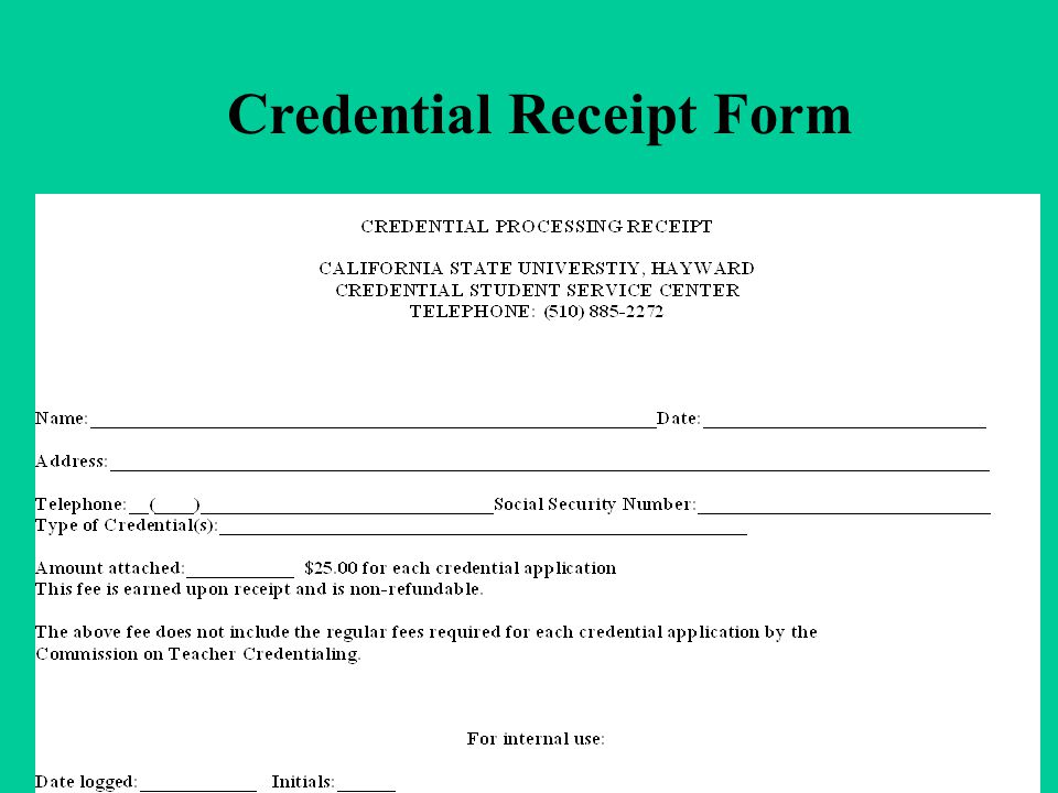 Credential Receipt Form