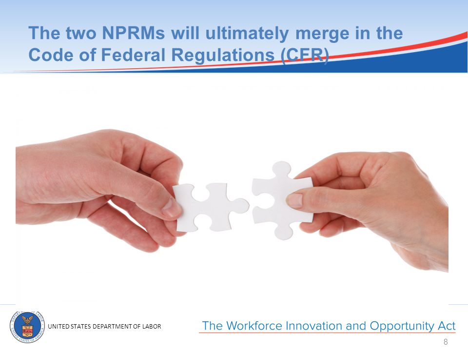 UNITED STATES DEPARTMENT OF LABOR The two NPRMs will ultimately merge in the Code of Federal Regulations (CFR) 8