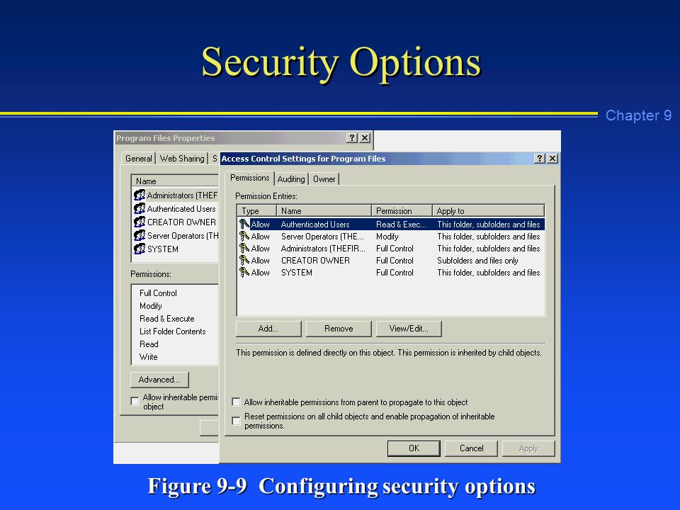 Chapter 9 Security Options Figure 9-9 Configuring security options