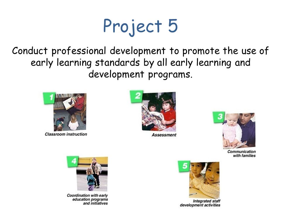 Project 5 Conduct professional development to promote the use of early learning standards by all early learning and development programs.