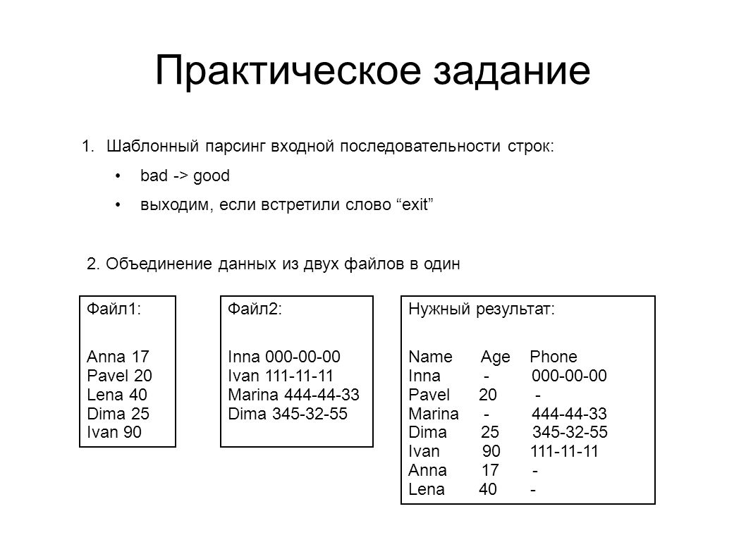 Последовательность строк. Bad строк.