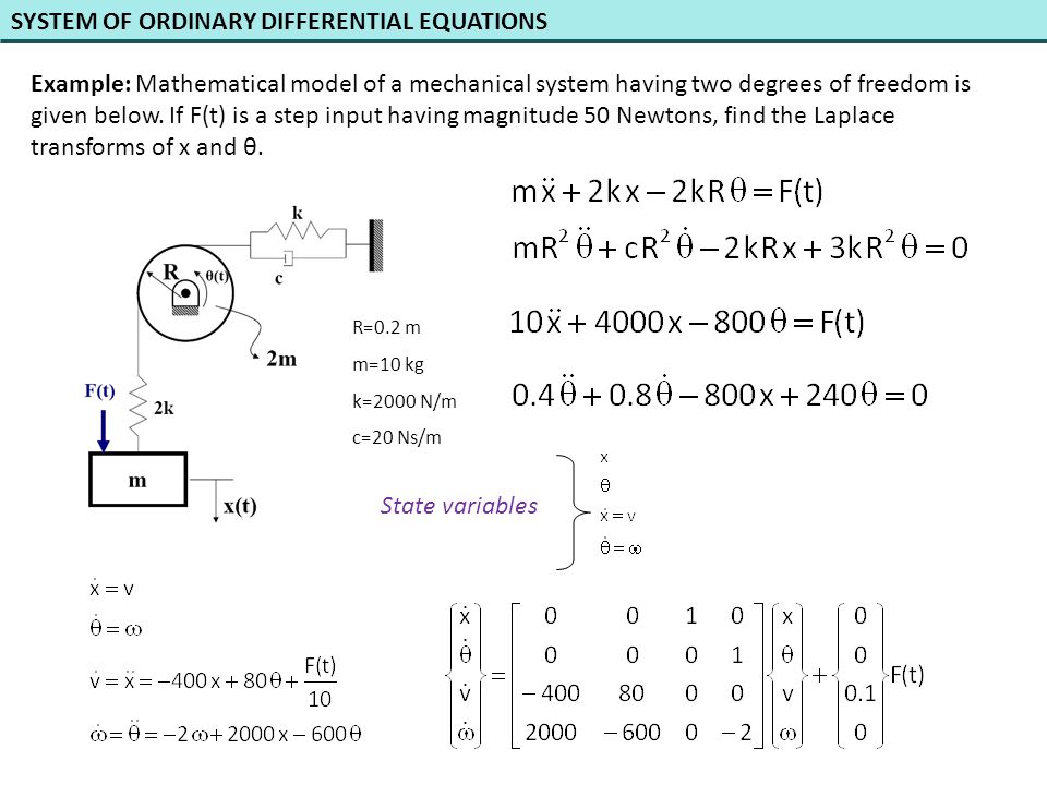 Presentation on theme: "SYSTEM OF ORDINARY DIFFERENTIAL EQUATIONS Exam...