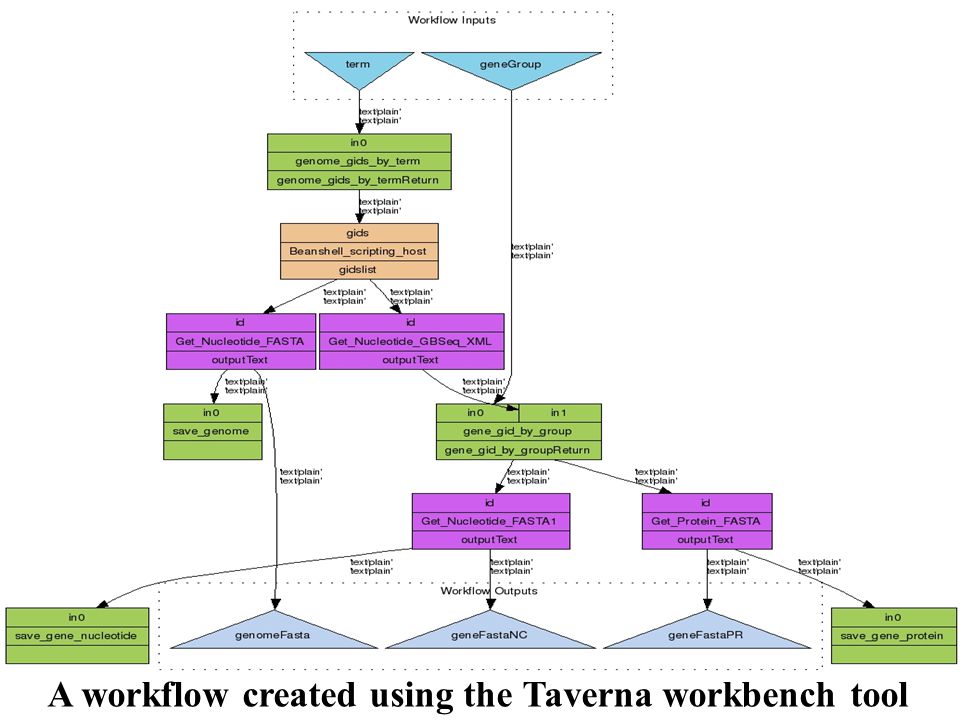 28 A workflow created using the Taverna workbench tool