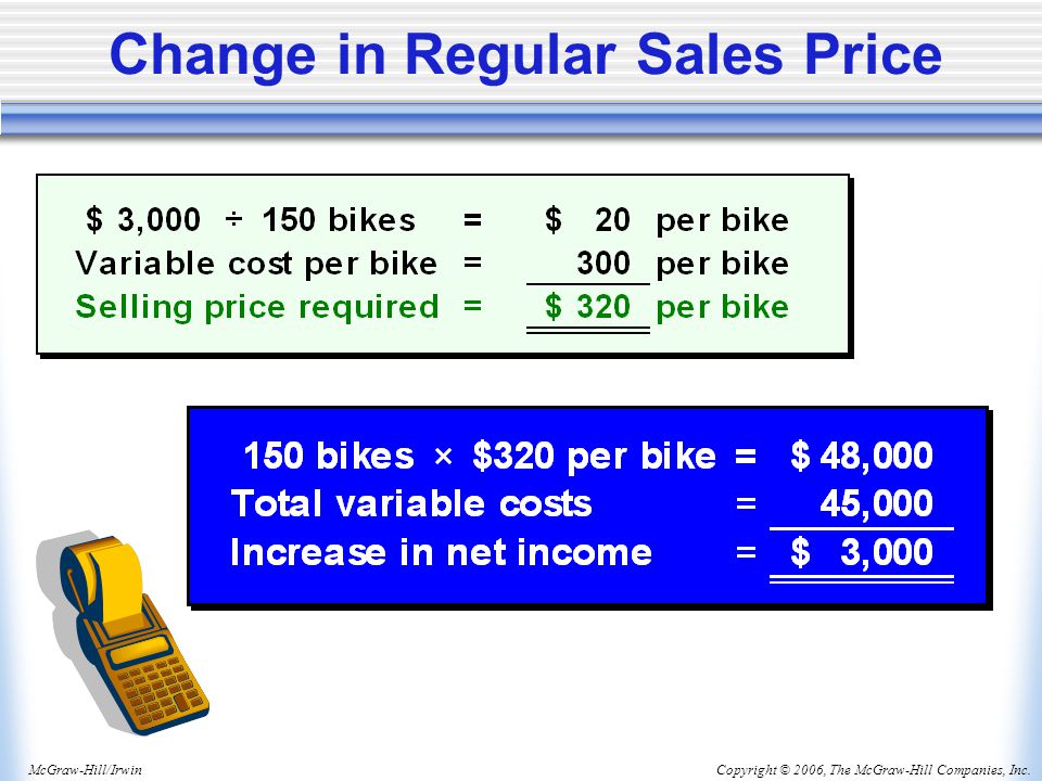 Copyright © 2006, The McGraw-Hill Companies, Inc.McGraw-Hill/Irwin Change in Regular Sales Price