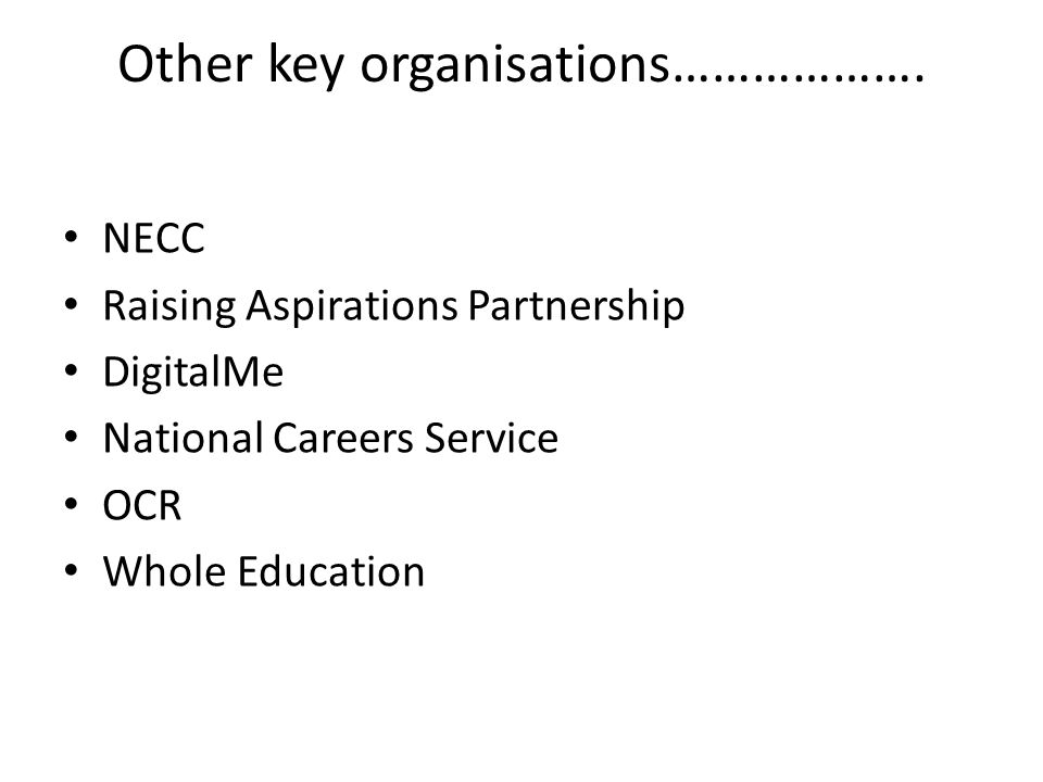 Other key organisations……………….