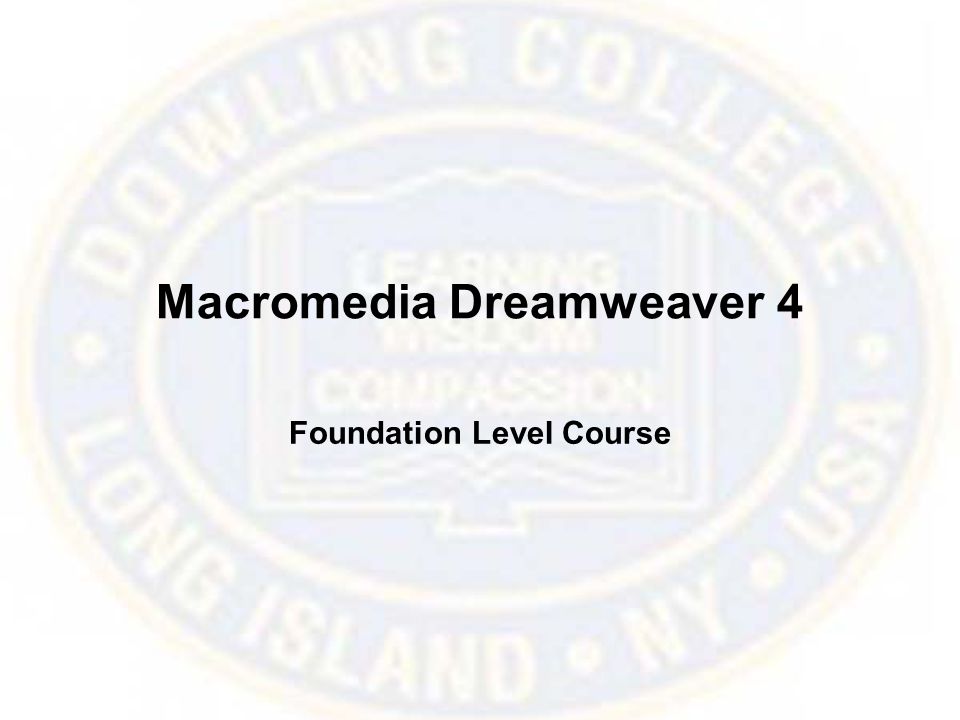 Macromedia Dreamweaver 4 Foundation Level Course