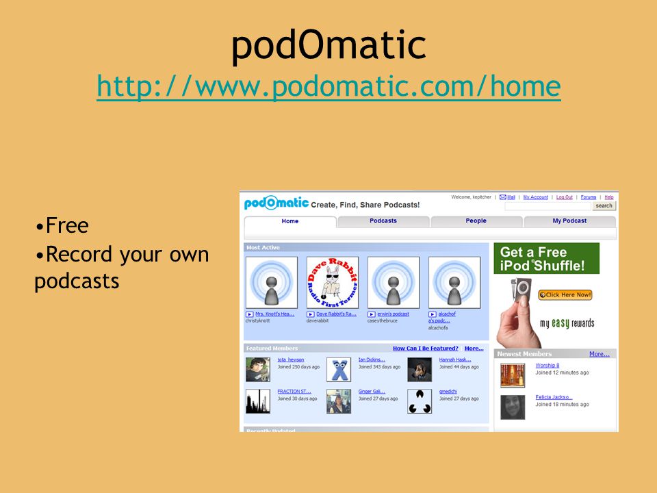 podOmatic     Free Record your own podcasts