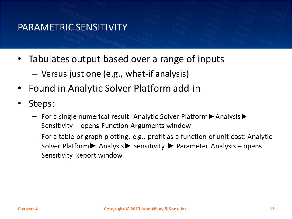analytic solver platform sensitivity analysis