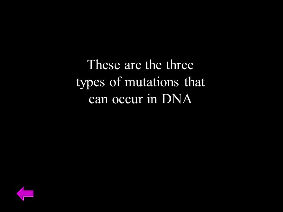 These are the three types of mutations that can occur in DNA