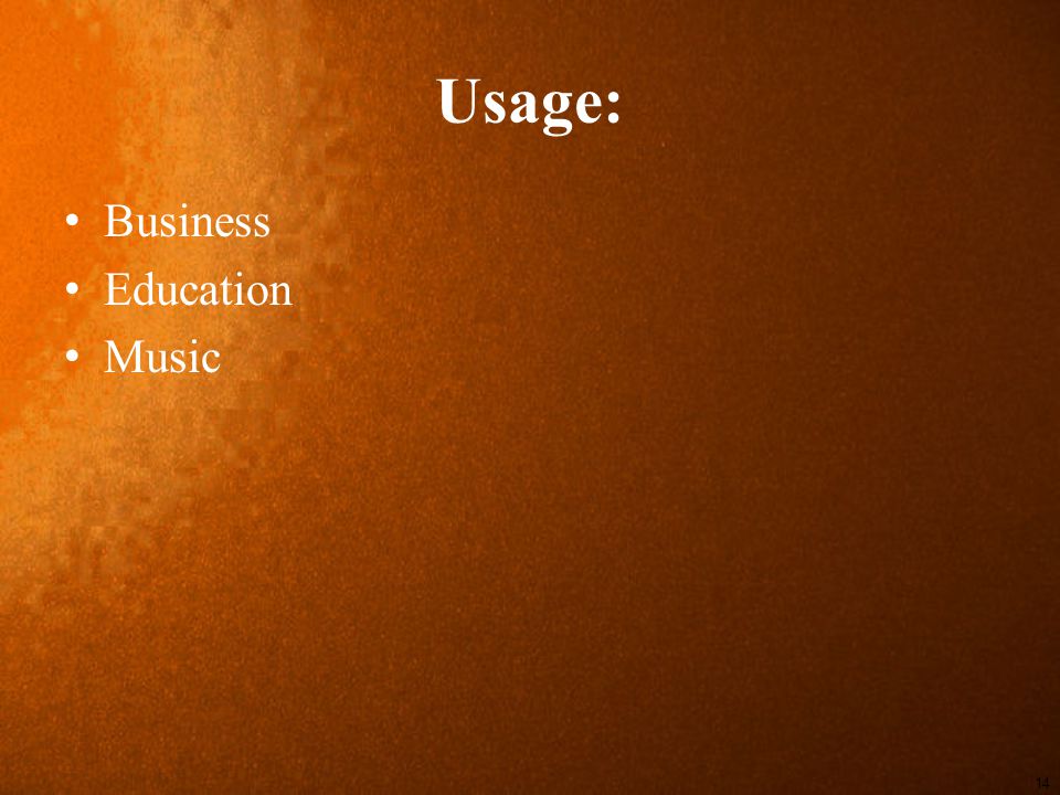 Usage: Business Education Music 14
