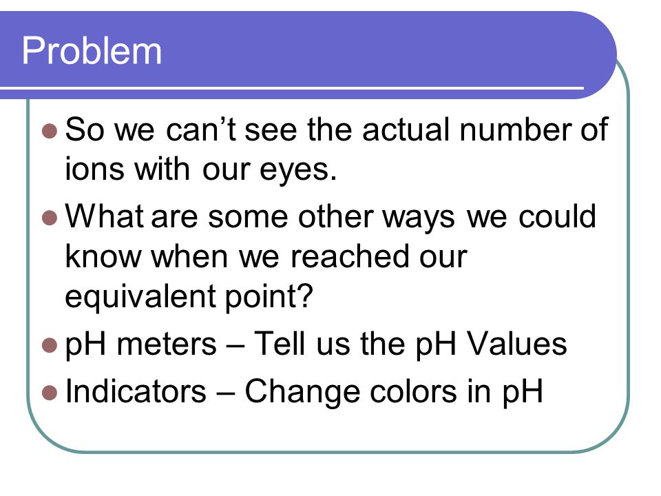 Problem So we can’t see the actual number of ions with our eyes.