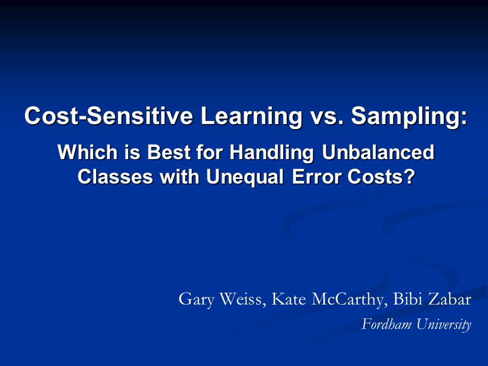 Cost-Sensitive Learning vs.