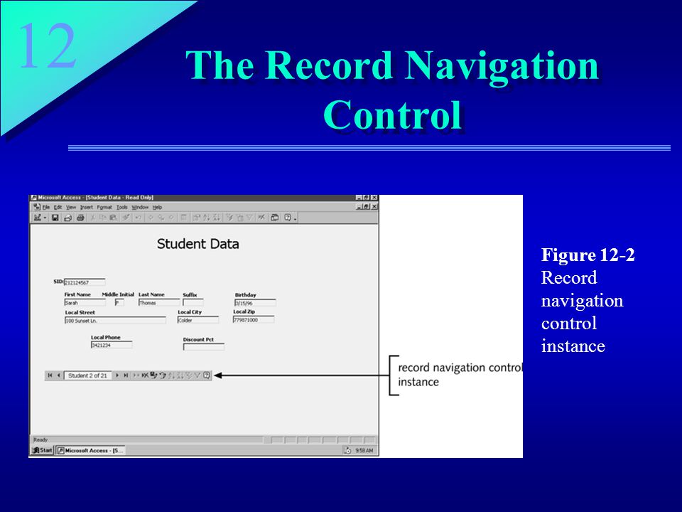 12 The Record Navigation Control Figure 12-2 Record navigation control instance