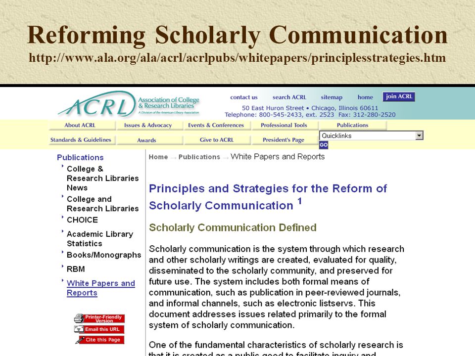 Reforming Scholarly Communication