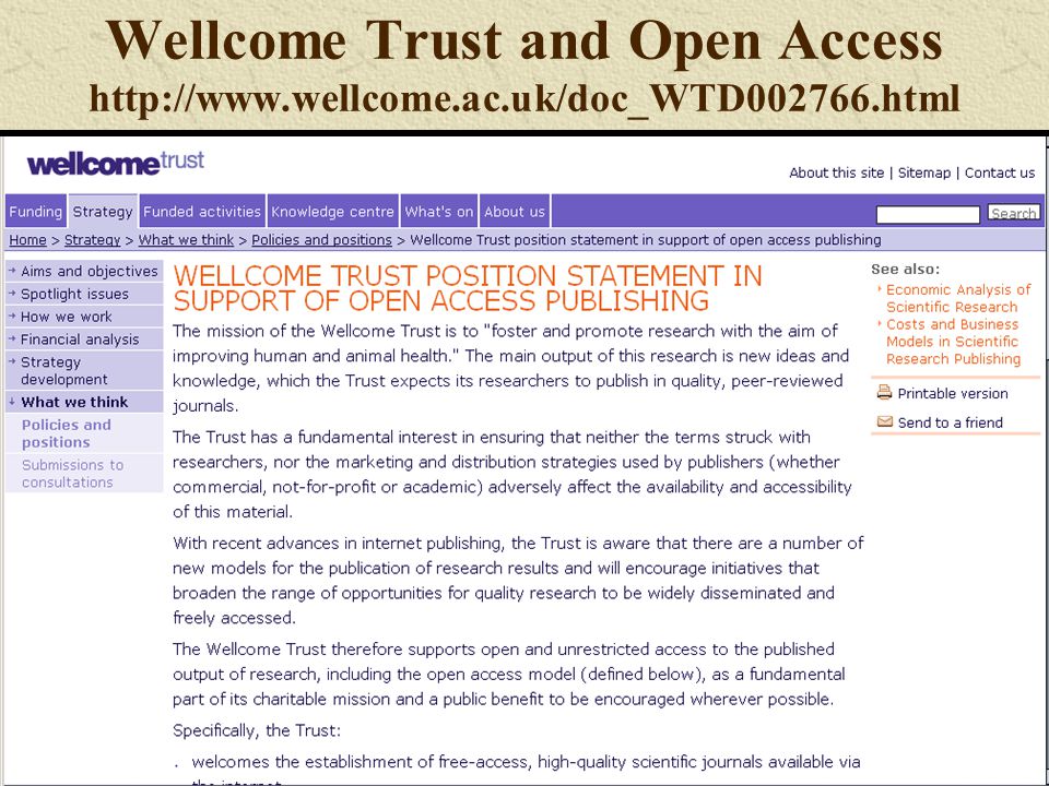 Wellcome Trust and Open Access