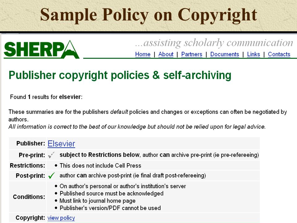 Sample Policy on Copyright