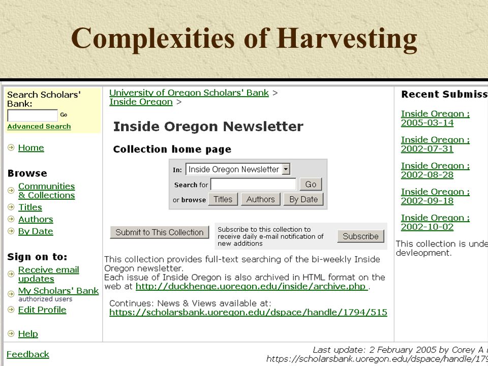 Complexities of Harvesting