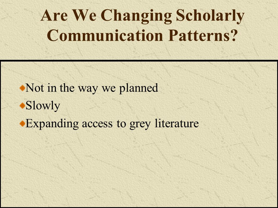 Are We Changing Scholarly Communication Patterns.