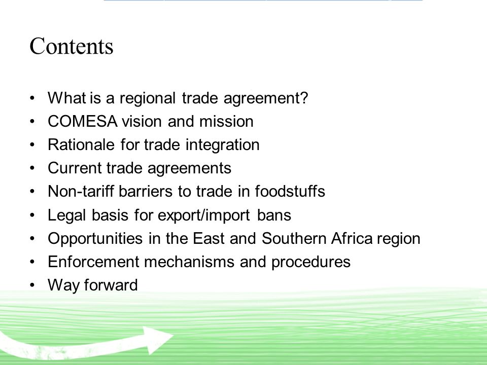 Contents What is a regional trade agreement.
