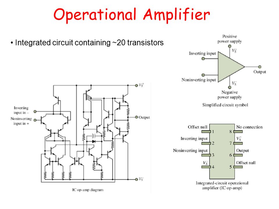 Operational Amplifier Integrated circuit containing ~20 transistors