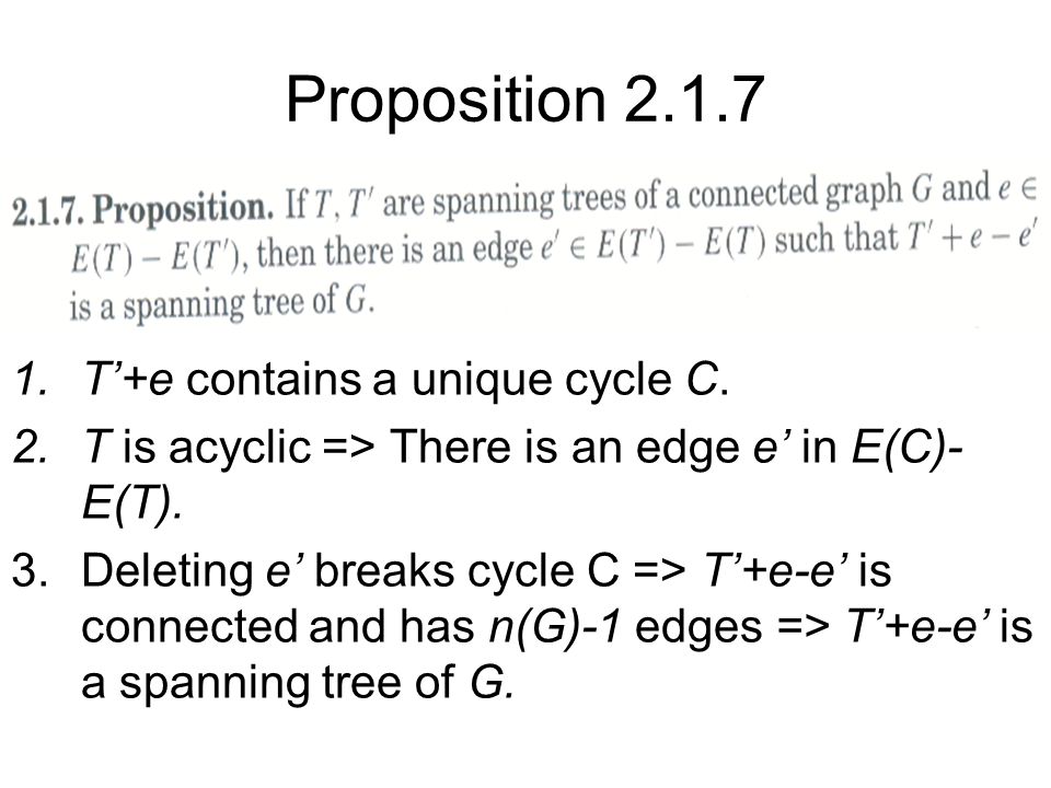 Proposition T’+e contains a unique cycle C.