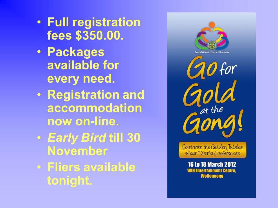 Full registration fees $ Packages available for every need.