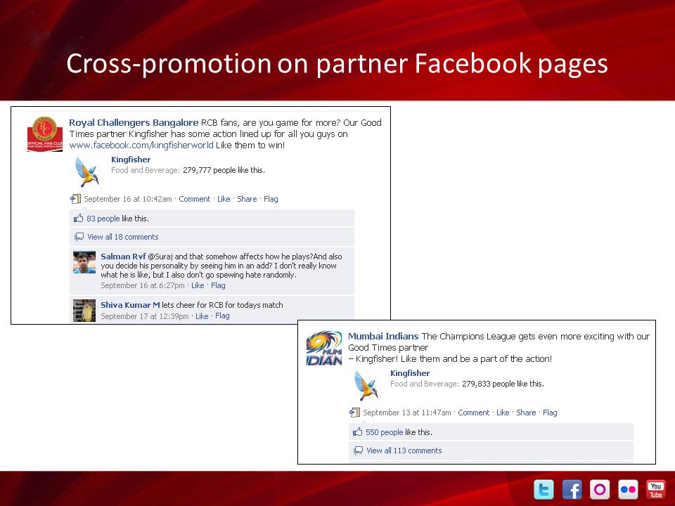Cross-promotion on partner Facebook pages