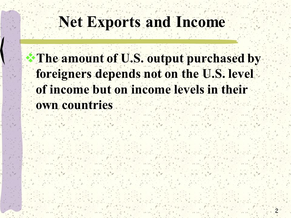 2 Net Exports and Income  The amount of U.S.
