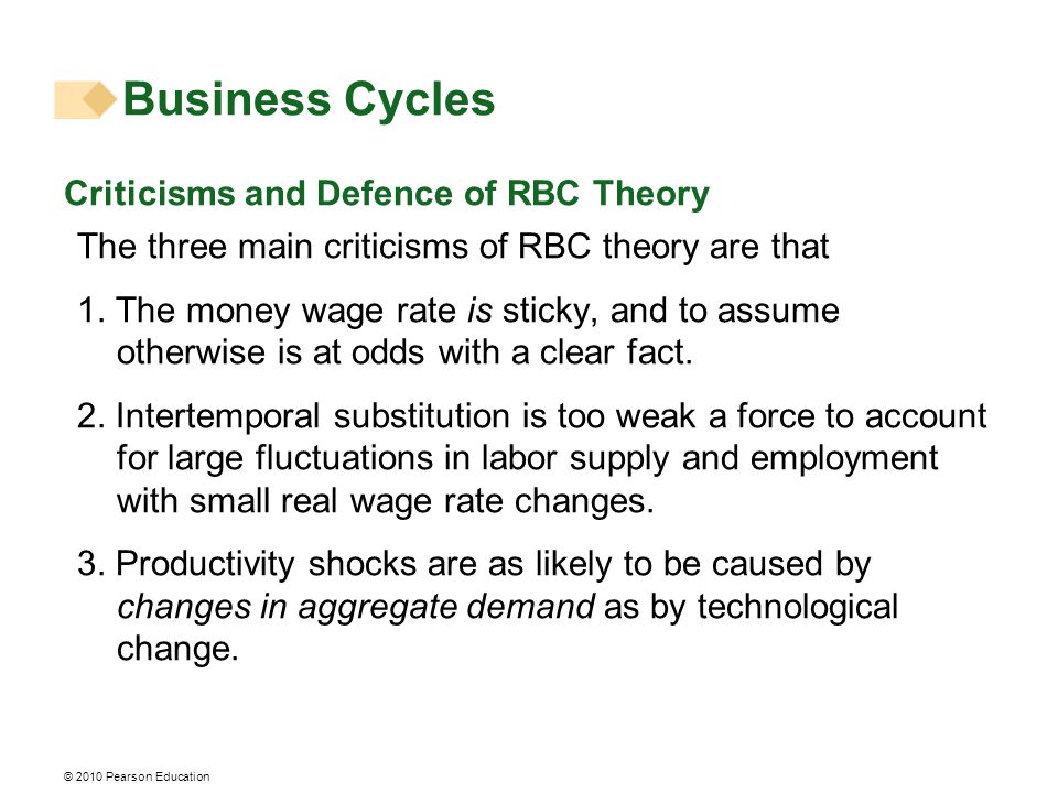 Criticisms and Defence of RBC Theory The three main criticisms of RBC theory are that 1.