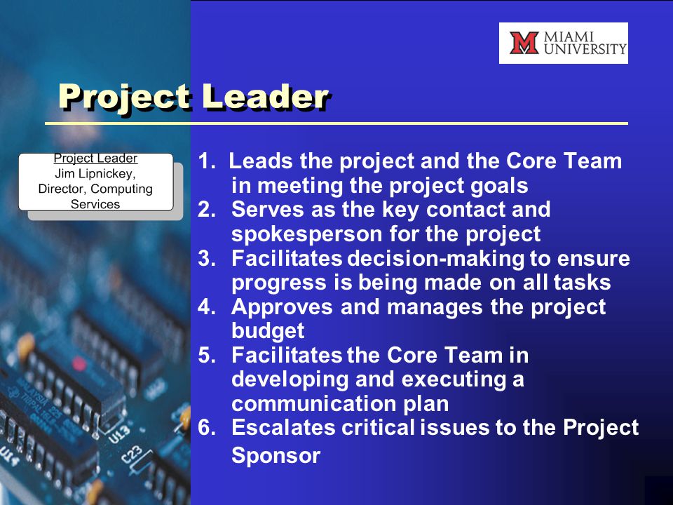 Project Leader 1.