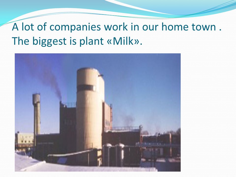 A lot of companies work in our home town. The biggest is plant «Milk».