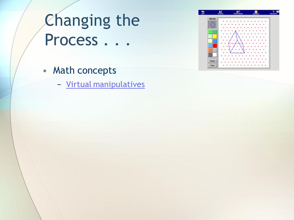 Changing the Process... Math concepts −Virtual manipulativesVirtual manipulatives