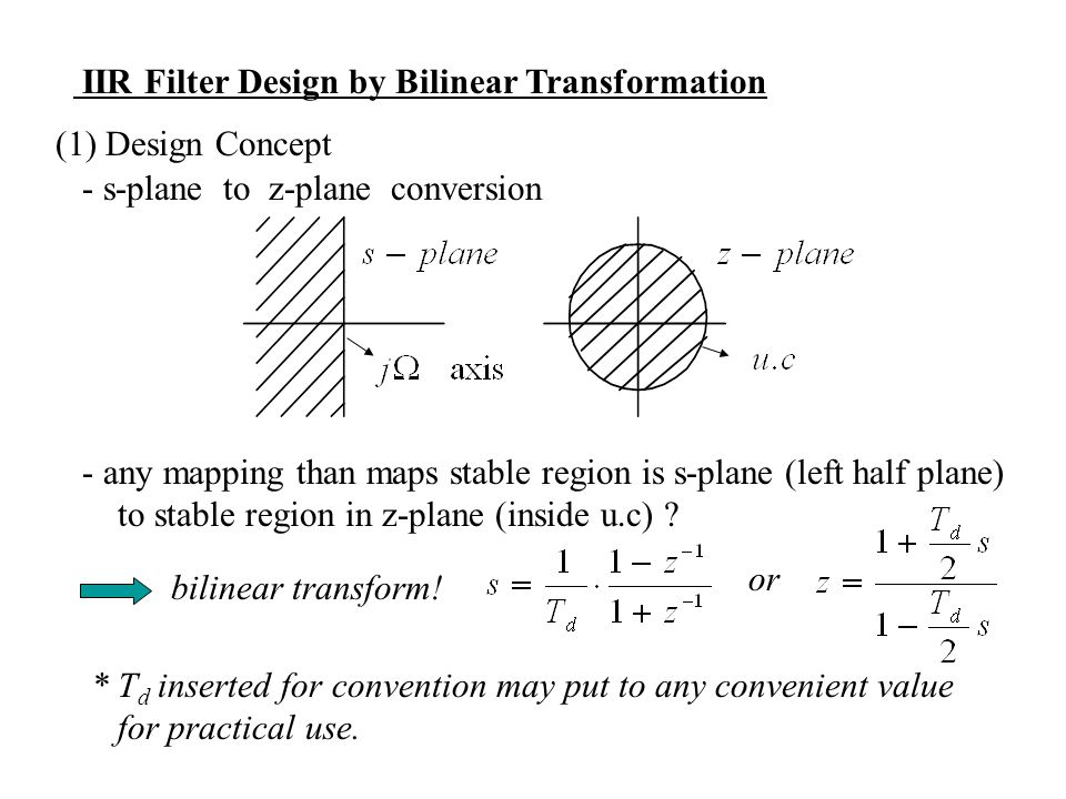 IIR Filter Design: Basic Approaches Most common approach to IIR filter  design: (1)Convert specifications for the digital filter into equivalent  specifications. - ppt download