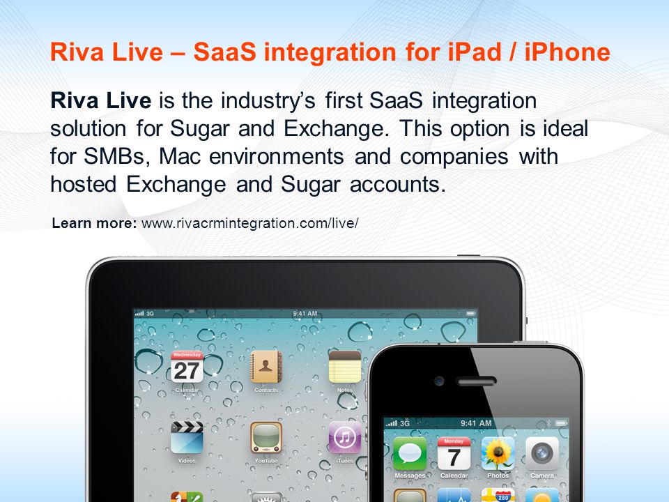 Riva Live is the industry’s first SaaS integration solution for Sugar and Exchange.