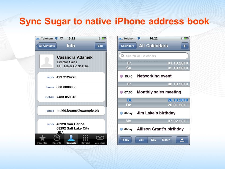 Sync Sugar to native iPhone address book