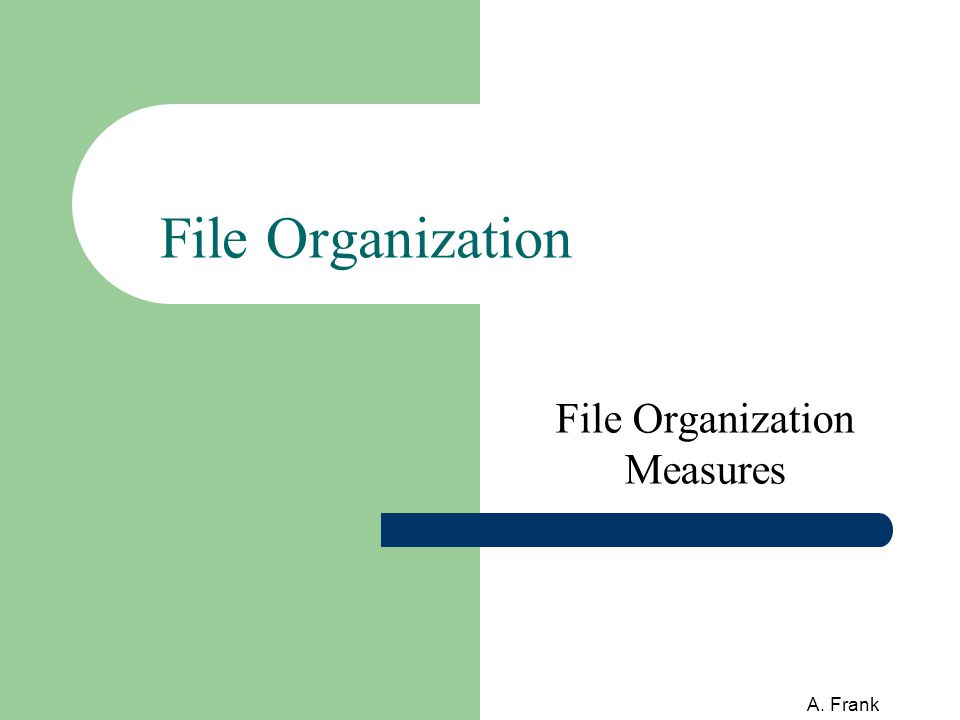 A. Frank File Organization File Organization Measures