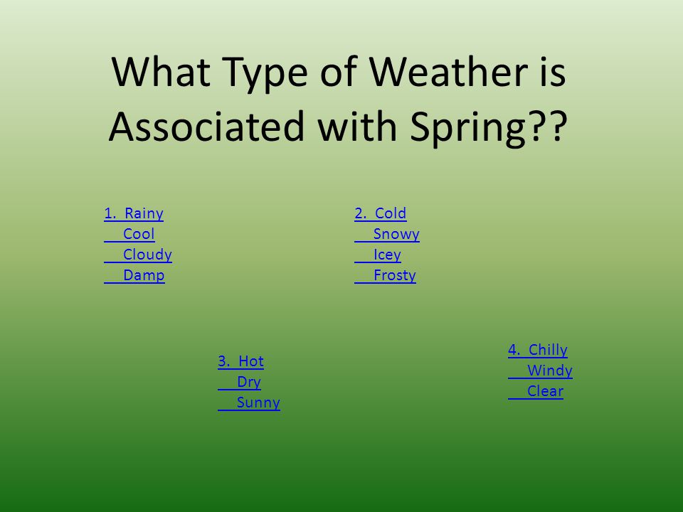 What Type of Weather is Associated with Spring . 1.