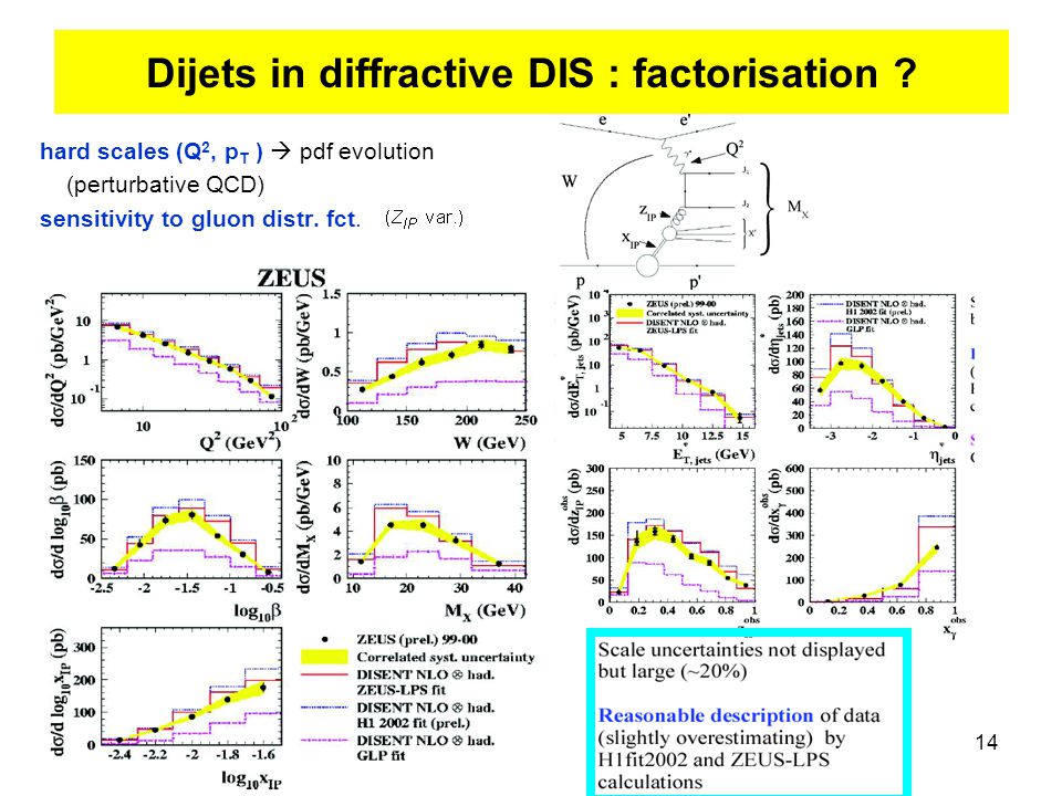 14 hard scales (Q 2, p T )  pdf evolution (perturbative QCD) sensitivity to gluon distr.