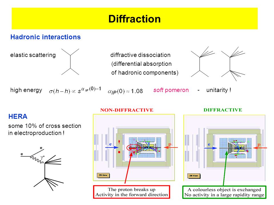 3 Hadronic interactions elastic scattering diffractive dissociation (differential absorption of hadronic components) high energy soft pomeron - unitarity .