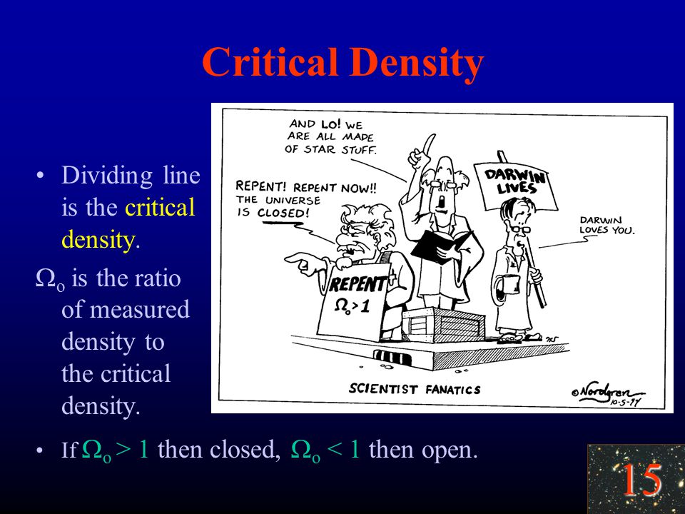 15 Critical Density Dividing line is the critical density.