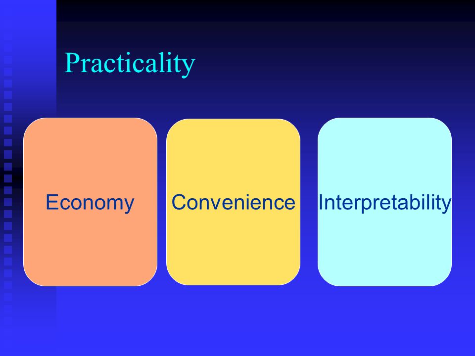 Practicality EconomyInterpretability Convenience